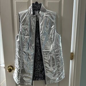 Reversible!! Chico's Metallic Silver Vest